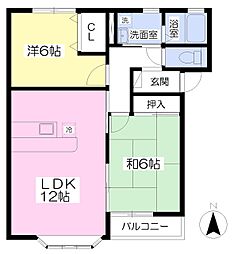 リヴ杉原1 2LDKの間取図画像