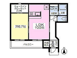 ペルグランデ伝上山・1 1LDKの間取図画像