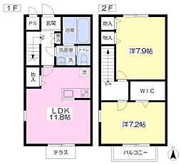 アルベージュA棟 2LDKの間取図画像