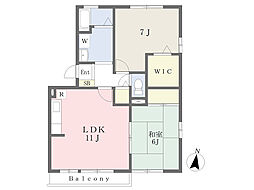 ラルシェA 2LDKの間取図画像