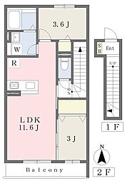 Casa Puente-alto 2LDKの間取図画像