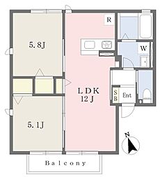 エスポワール平山A 2LDKの間取図画像