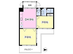 オレンジフラットE棟 2DKの間取図画像