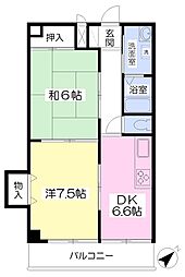 イーストヒルズ 2DKの間取図画像