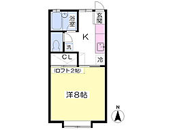 ドリーム館A棟 1Kの間取図画像