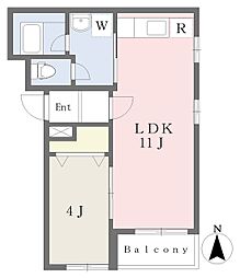 ヒーロー都南 1LDKの間取図画像