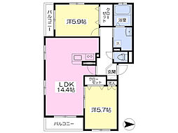 マンションリベイナ 2LDKの間取図画像