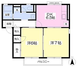 ウッドアリストB 2DKの間取図画像