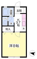 メゾンバンビ 1Kの間取図画像
