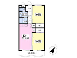 アーバンライフ室小路B 2DKの間取図画像