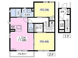 ソレイユ3 2LDKの間取図画像