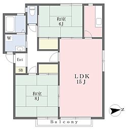 レジデンス影山 2LDKの間取図画像