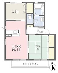 エスペランサ大原A 2LDKの間取図画像