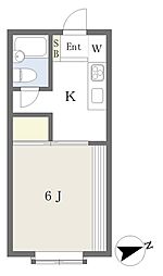 ジュネパレス島1 1Kの間取図画像