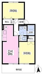 セジュール南斎院 2DKの間取図画像