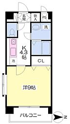 ハイム3 1Kの間取図画像