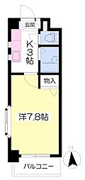 カーザ・ビアンカ 1Kの間取図画像