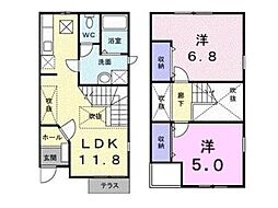 ル・トワ・ヴェールA 2LDKの間取図画像