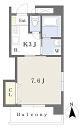 リーブル高砂 1Kの間取図画像