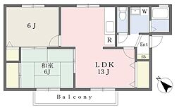 ファミール三好2 2LDKの間取図画像