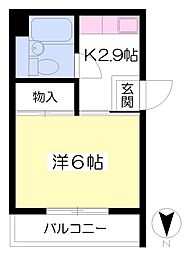 ラブレ清水町 1Kの間取図画像