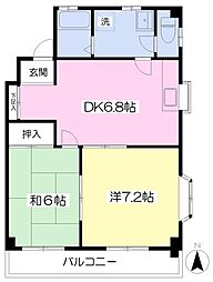 久枝ハイツ 2DKの間取図画像