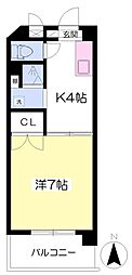 グラン平和通 1Kの間取図画像