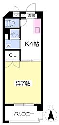 グラン平和通 1Kの間取図画像