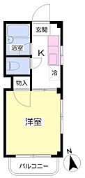 ハウスK 1Kの間取図画像