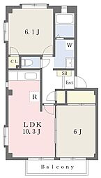 フォブール平田 2LDKの間取図画像