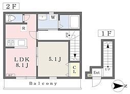 GirasoleHorie 1LDKの間取図画像