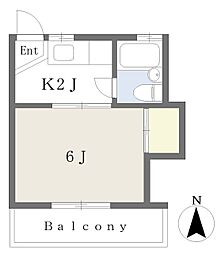 コーポ竹原2号館 1Kの間取図画像