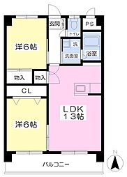 サンシャイン緑町 2LDKの間取図画像
