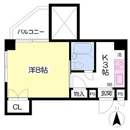 マリンハウス 1Kの間取図画像