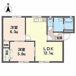 フレグランス関谷A 2LDKの間取図画像