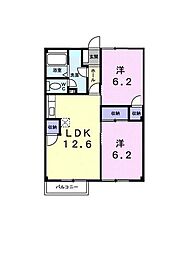 北川毛ハイム 2LDKの間取図画像