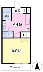 サンライズ 1Kの間取図画像