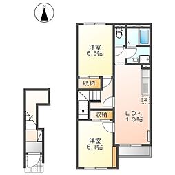 クレシア南黒田 2LDKの間取図画像