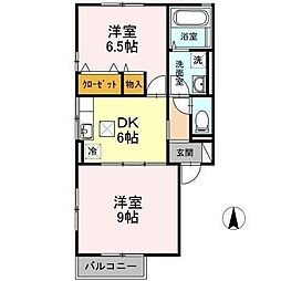リビングタウン高岡A 2DKの間取図画像