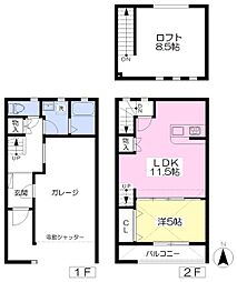 GT-garage土居田 1LDKの間取図画像