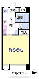 アストレア天山 1Kの間取図画像