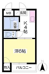 メゾン上野 1Kの間取図画像