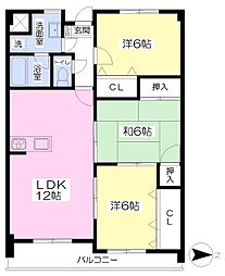 サンヒルズ筒井 3LDKの間取図画像
