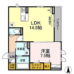 リナーシェ古川北 1LDKの間取図画像