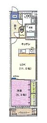 ヴィラルーチェ 1LDKの間取図画像