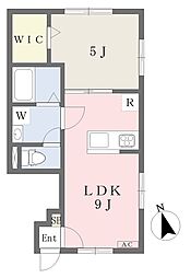 ヴィラ・アンソレイエ郡中A 1LDKの間取図画像