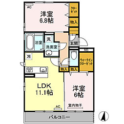D-room椿B 2LDKの間取図画像