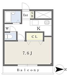 プラザG&K 1Kの間取図画像