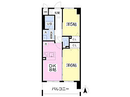 VillaEnsoleille 2DKの間取図画像