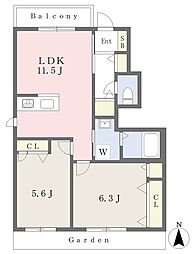 ディアス・ブランシェ-J 2LDKの間取図画像